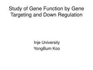 Study of Gene Function by Gene Targeting and Down Regulation