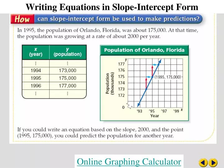 writing equations in slope intercept form