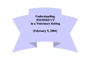 Understanding SNOMED CT in a Veterinary Setting (February 9, 2004)