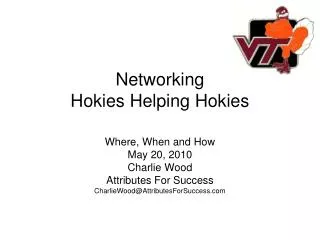 Networking Hokies Helping Hokies