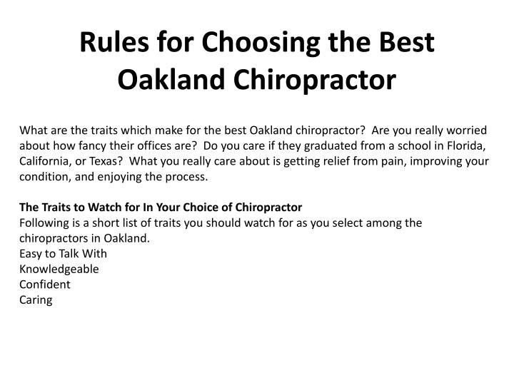 rules for choosing the best oakland chiropractor