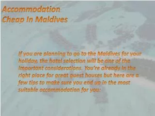 How to Choose a Accommodation Cheap in Maldives