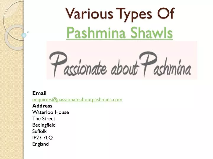 various types of pashmina shawls