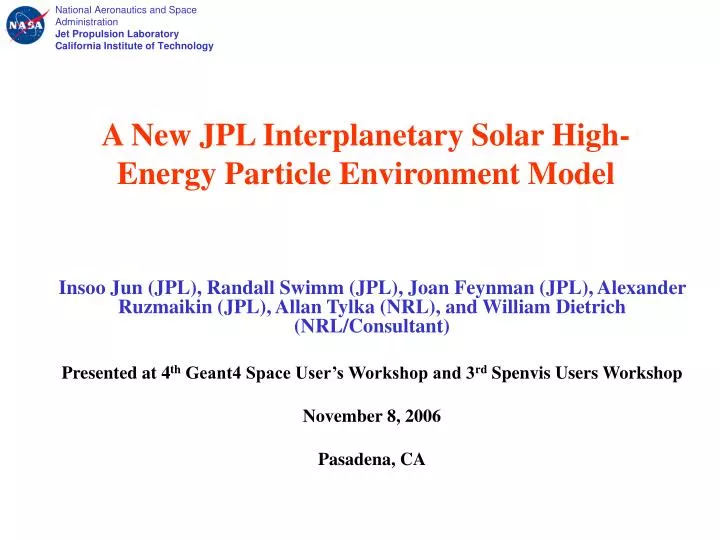 a new jpl interplanetary solar high energy particle environment model