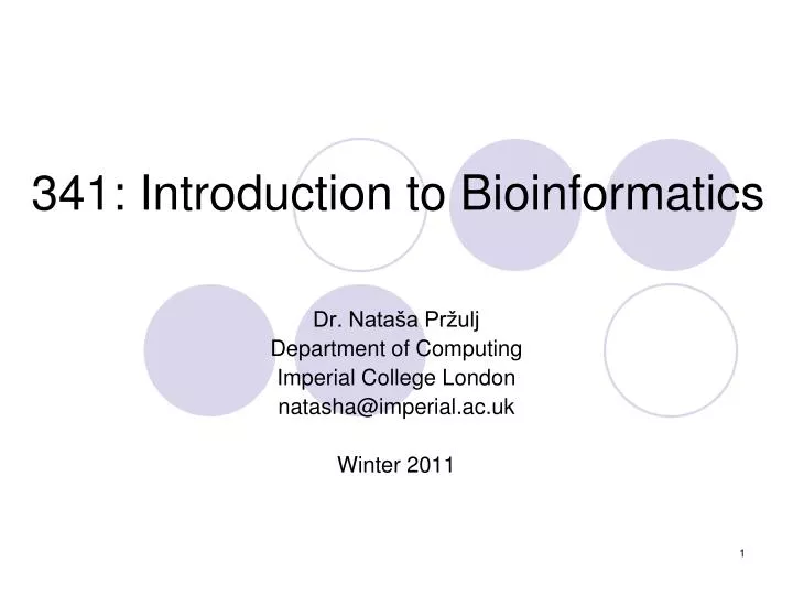 341 introduction to bioinformatics