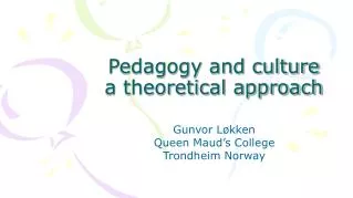 Pedagogy and culture a theoretical approach