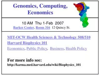 Genomics, Computing, Economics