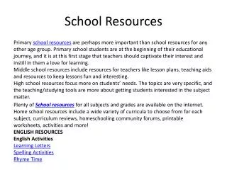 School Resources