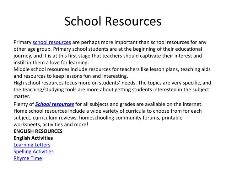 school resources