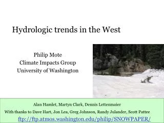 Hydrologic trends in the West