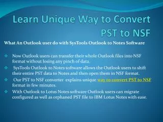 Way to Convert PST to NSF