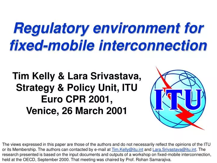 regulatory environment for fixed mobile interconnection