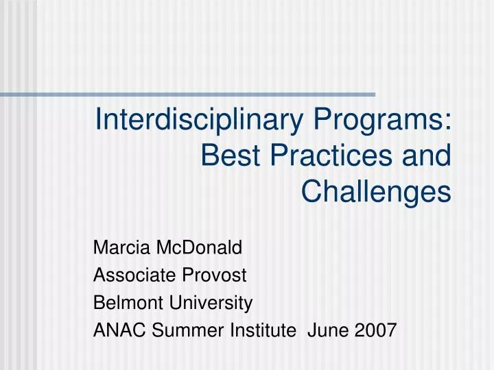 interdisciplinary programs best practices and challenges