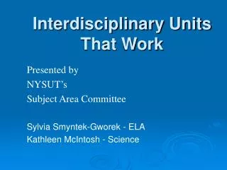 Interdisciplinary Units That Work