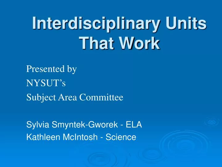 interdisciplinary units that work