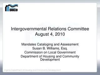 Intergovernmental Relations Committee August 4, 2010