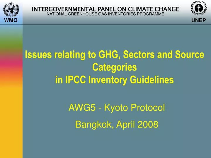 issues relating to ghg sectors and source categories in ipcc inventory guidelines