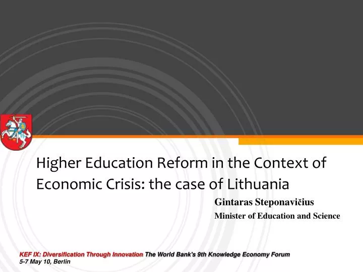 higher education reform in the context of economic crisis the case of lithuania