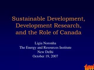 Sustainable Development, Development Research, and the Role of Canada