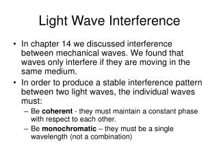 Light Wave Interference