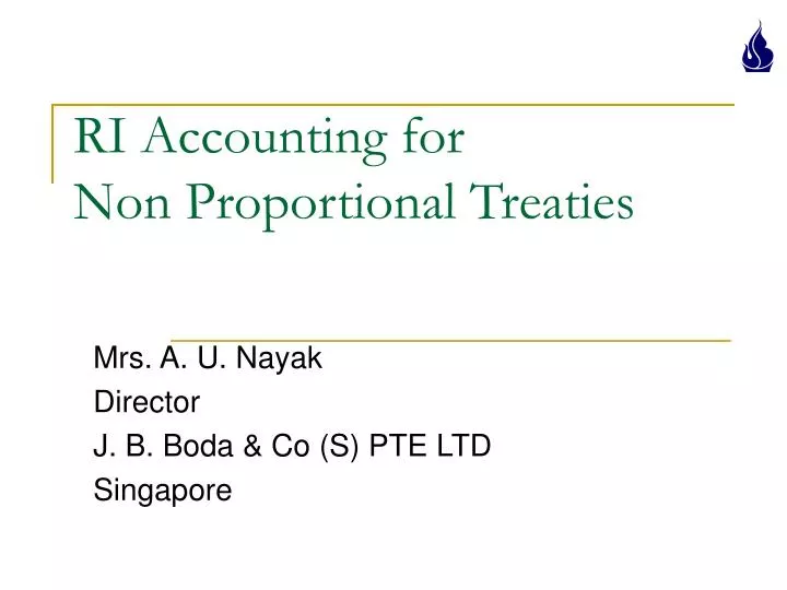 ri accounting for non proportional treaties