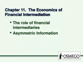 Chapter 11. The Economics of Financial Intermediation