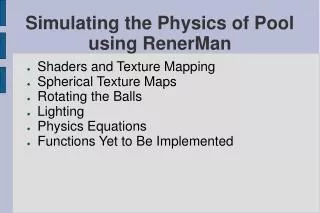 Simulating the Physics of Pool using RenerMan