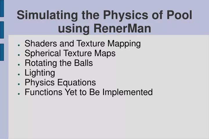 simulating the physics of pool using renerman