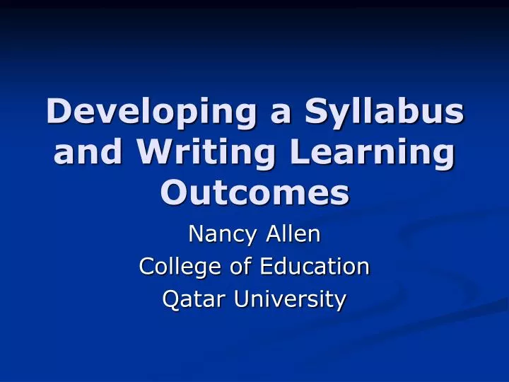 developing a syllabus and writing learning outcomes