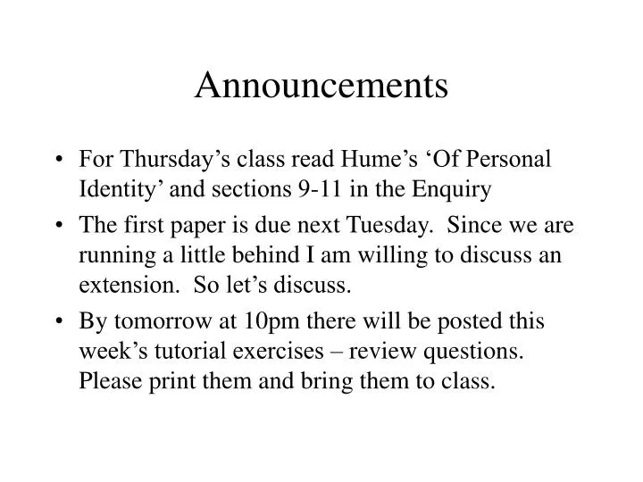 announcements