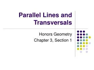 Parallel Lines and Transversals