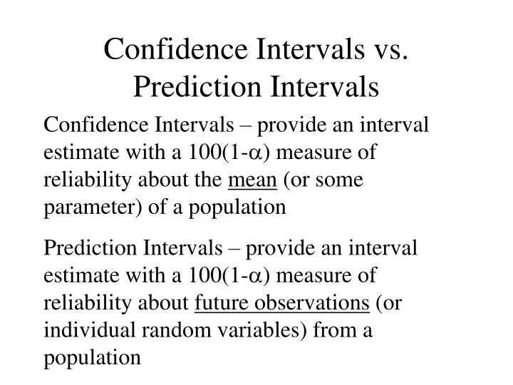 confidence intervals vs prediction intervals