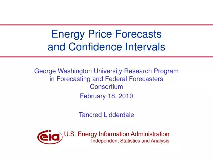 energy price forecasts and confidence intervals