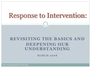 Response to Intervention: