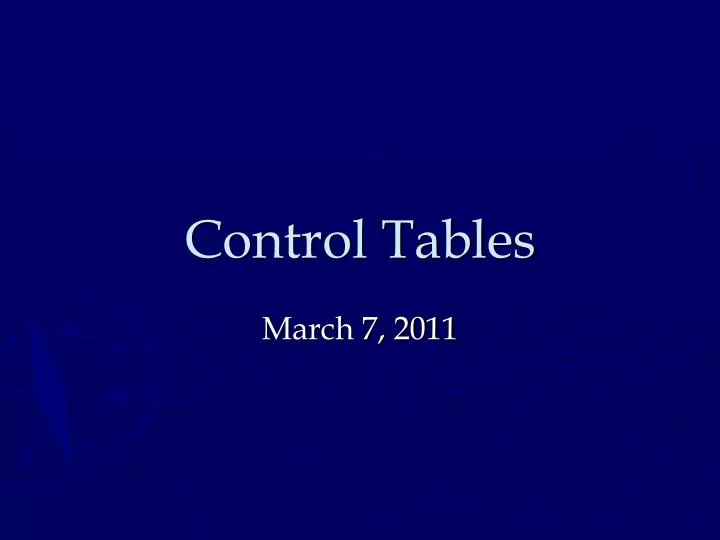 control tables
