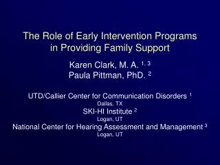 The Role of Early Intervention Programs in Providing Family Support