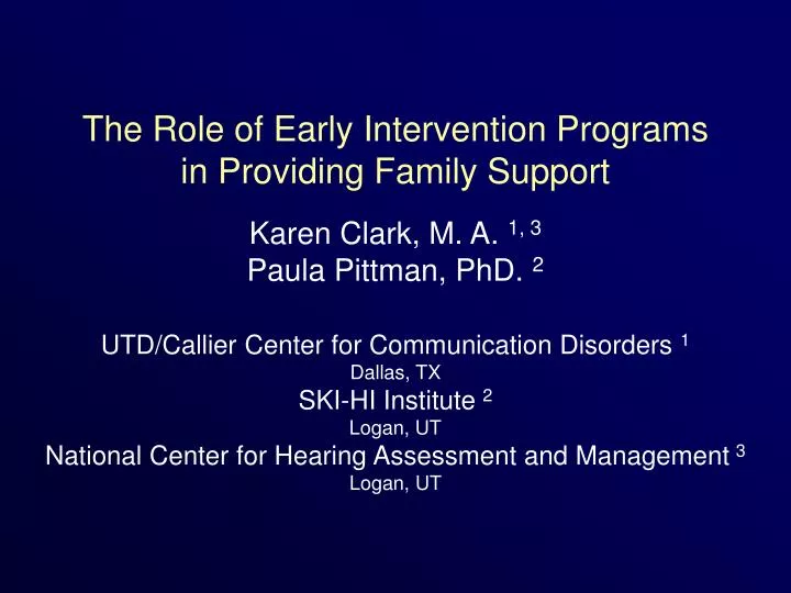 the role of early intervention programs in providing family support