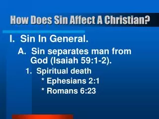 How Does Sin Affect A Christian?