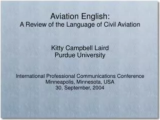 Aviation English: A Review of the Language of Civil Aviation