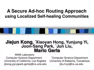 A Secure Ad-hoc Routing Approach using Localized Self-healing Communities