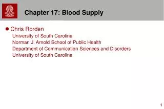 Chapter 17: Blood Supply