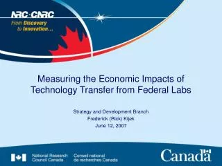 Measuring the Economic Impacts of Technology Transfer from Federal Labs