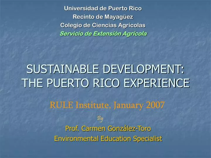 sustainable development the puerto rico experience