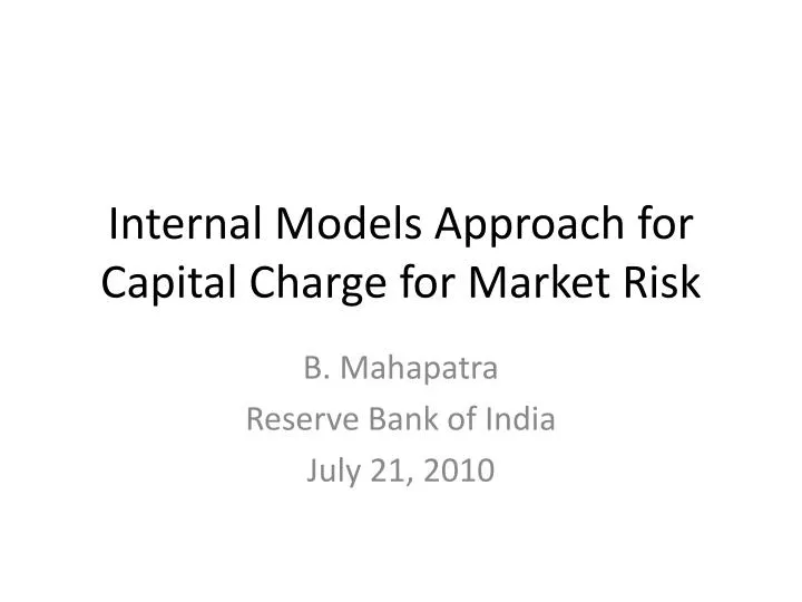 internal models approach for capital charge for market risk