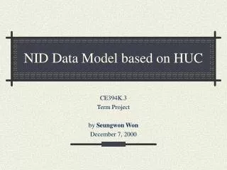 NID Data Model based on HUC