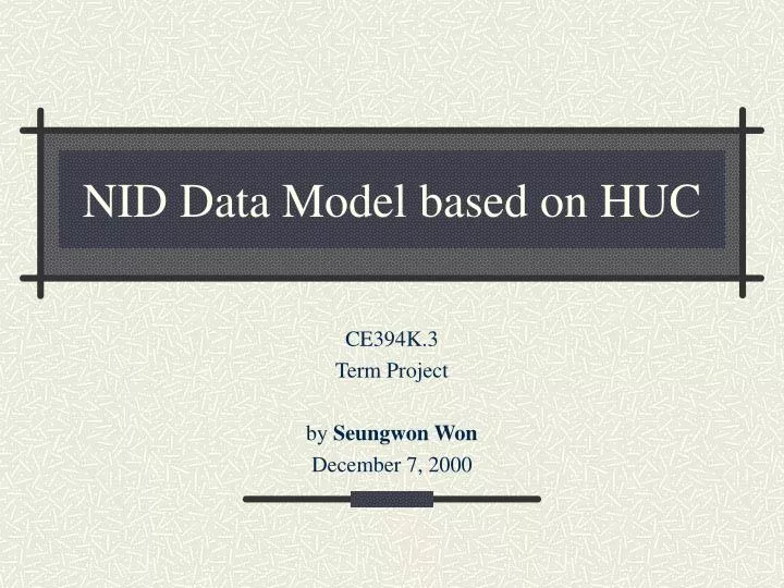 nid data model based on huc
