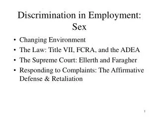 Discrimination in Employment: Sex