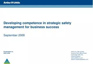 Developing competence in strategic safety management for business success
