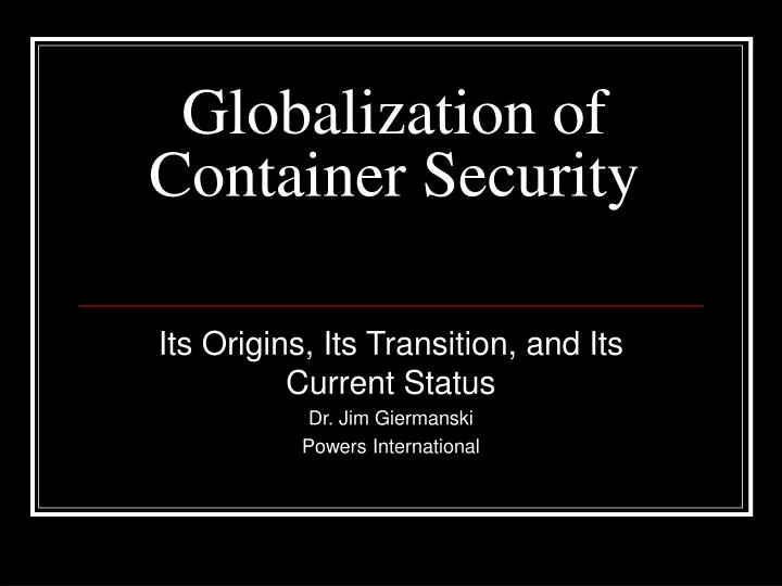 globalization of container security