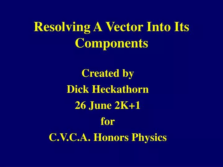 resolving a vector into its components